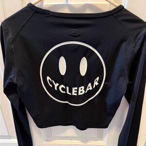 CycleBar Smiley Black Long Sleeve Crop Top